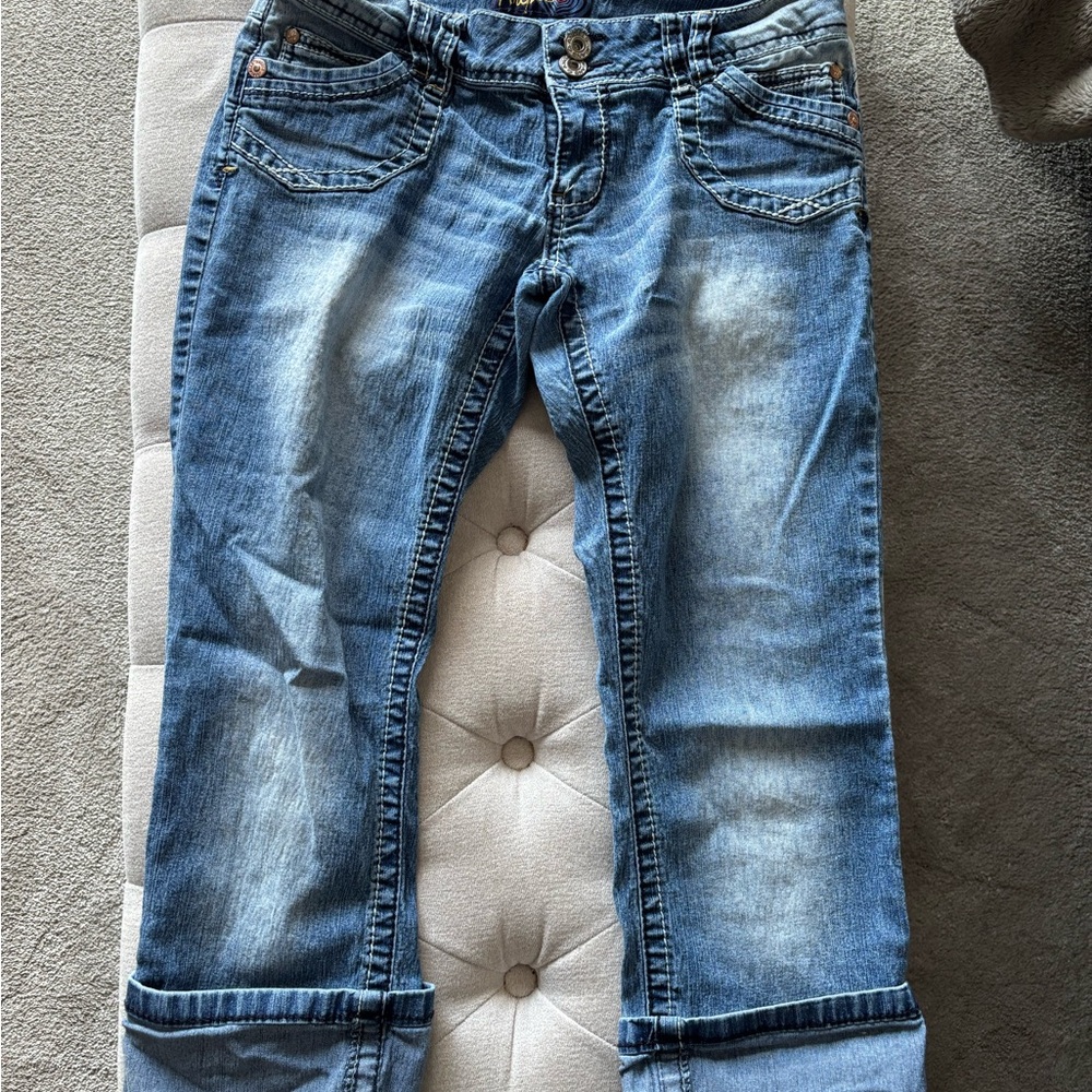Angels Blue Boyfriend Capris for Women